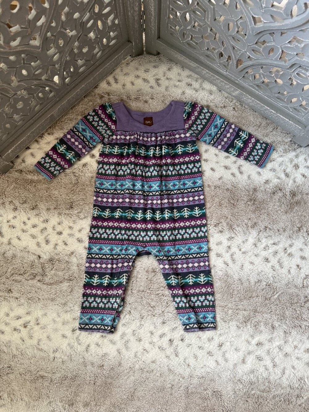 Tea Collection ugly christmas sweater bodysuit baby girl 3-6 months girlhoodcore
